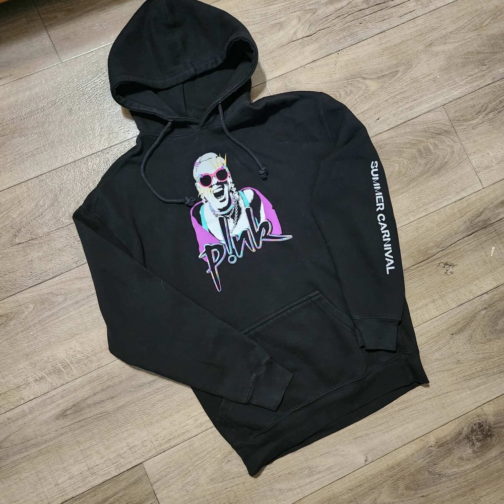 Pink Summer Carnival 2023 Tour Hoodie Mens Large Black Concert Graphic Pullover‎